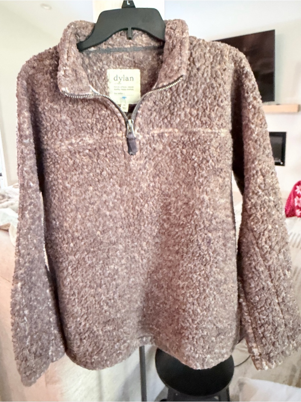 dylan Taupe Sherpa Half-Zip Pullover Sweater